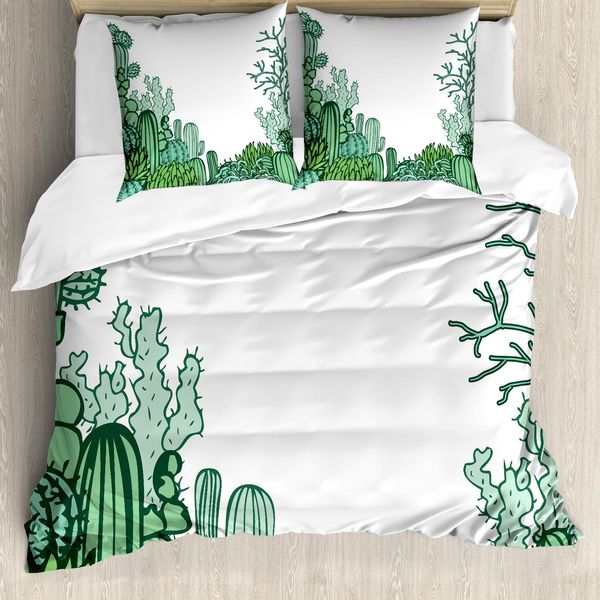 Abakuhaus Copripiumino Cactus, Arizona Doodle Desert, Antiacaro, Adatto A Chi Soffre Di Allergie, Con Federe, 155 Cm X 220 Cm - 80 X 80 Cm, Verde Chiaro Seafoam-image