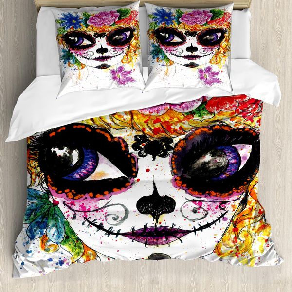 Abakuhaus Copripiumino ZuckerschäDel, Mexican Make, Antiacaro, Adatto A Chi Soffre Di Allergie, Con Federe, 155 Cm X 220 Cm - 80 X 80 Cm, Multicolore-image