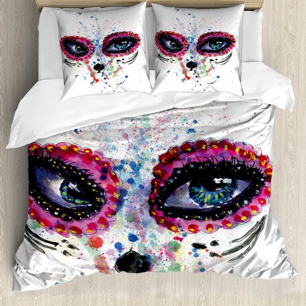 Abakuhaus Copripiumino ZuckerschäDel, Spooky Big Eyes, Antiacaro, Adatto A Chi Soffre Di Allergie, Con Federe, 200 Cm X 200 Cm - 80 X 80 Cm, Multicolore-image