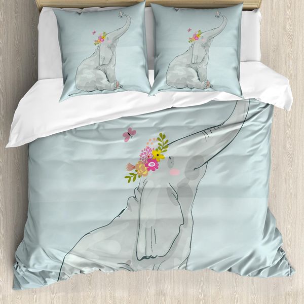Abakuhaus Elephant Nursery Copripiumino, Topolini Amici, Antiacaro Adatto A Chi Soffre Di Allergie Con Federe, 200 Cm X 200 Cm - 80 X 80 Cm, Multicolore-image