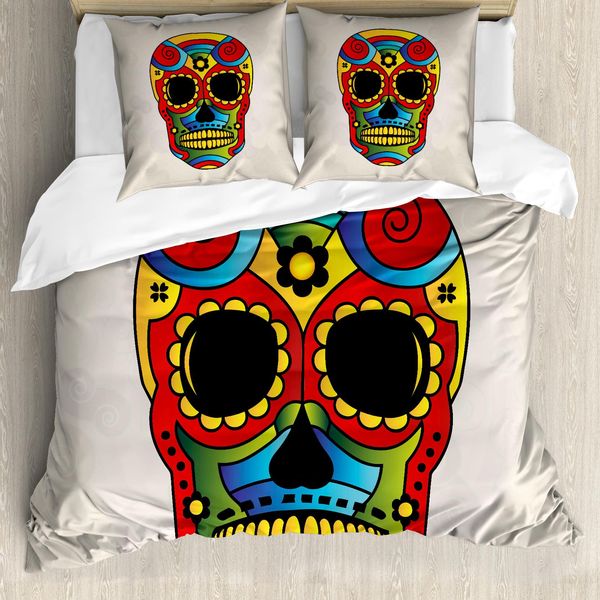 Abakuhaus Copripiumino ZuckerschäDel, Latin Macabre Myth, Antiacaro, Adatto A Chi Soffre Di Allergie, Con Federe, 155 Cm X 220 Cm - 80 X 80 Cm, Multicolore-image