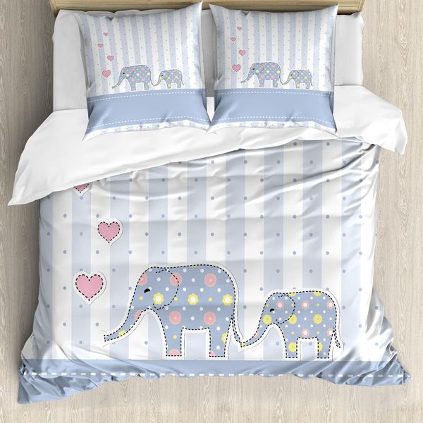 Abakuhaus Elephant Nursery Copripiumino, Happy Newborn, Antiacaro, Adatto A Chi Soffre Di Allergie, Con Federe, 155 Cm X 220 Cm - 80 X 80 Cm, Multicolore-image