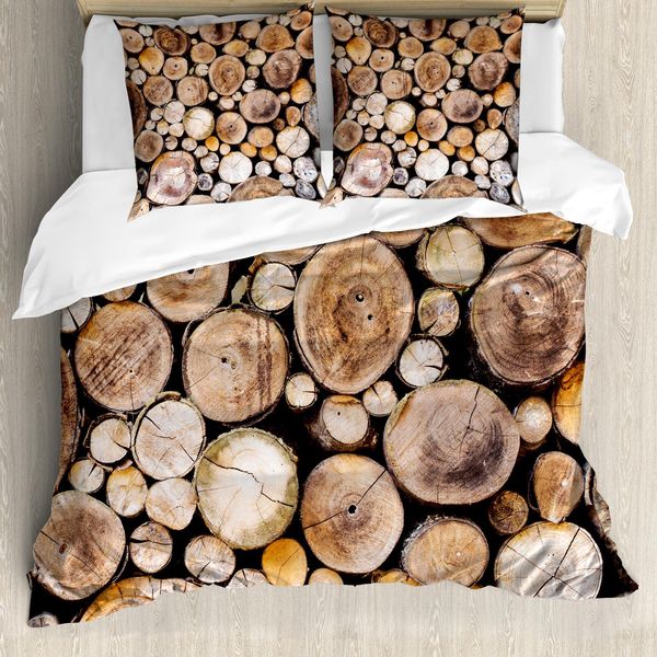 Abakuhaus Copripiumino Rustico, Tronchetti Di Quercia, Antiacaro, Adatto A Chi Soffre Di Allergie, Con Federe, 155 Cm X 220 Cm - 80 X 80 Cm, Pale Sand Brown-image