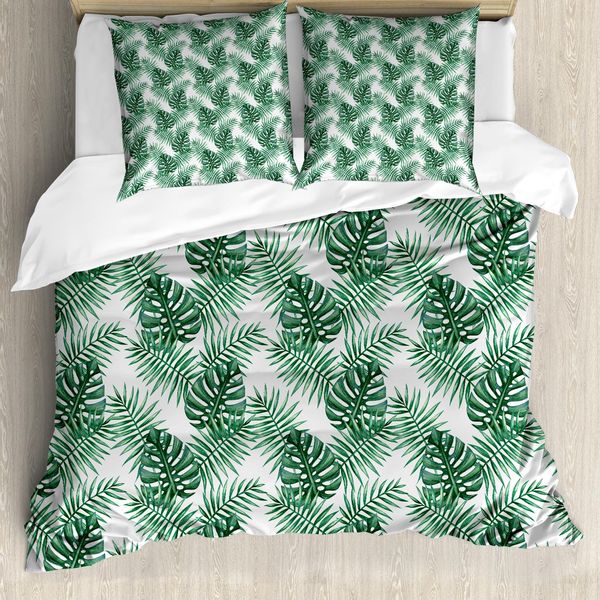 Abakuhaus Copripiumino, Palm Mango Banana Tree, Antiacaro, Adatto A Chi Soffre Di Allergie, Con Federe, 200 Cm X 200 Cm - 80 X 80 Cm, Verde Bosco-image