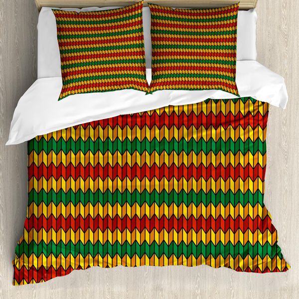 Abakuhaus Copripiumino Rasta, Forme Ispirate Ai Triangoli, Antiacaro, Adatto A Chi Soffre Di Allergie, Con Federe, 155 Cm X 220 Cm - 80 X 80 Cm, Arancione Marigold-image