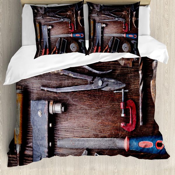 Abakuhaus Copripiumino Industriale, Craft Mechanic, Antiacaro, Adatto A Chi Soffre Di Allergie, Con Federe, 155 Cm X 220 Cm - 80 X 80 Cm, Multicolore-image