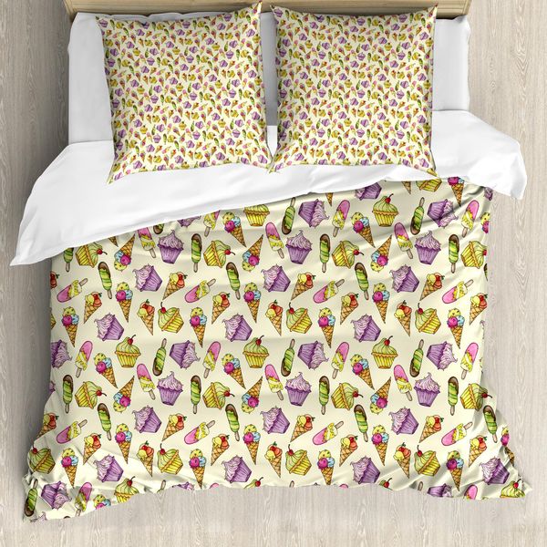 Abakuhaus Eis Copripiumino, Deliziosi Dolcetti, Antiacaro, Adatto A Chi Soffre Di Allergie, Con Federe, 155 Cm X 220 Cm - 80 X 80 Cm, Multicolore-image
