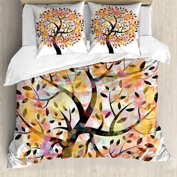 Abakuhaus Copripiumino Baum, Spring Season-Baum-BläTter, Antiacaro, Adatto A Chi Soffre Di Allergie, Con Federe, 155 Cm X 220 Cm - 80 X 80 Cm, Multicolore-image