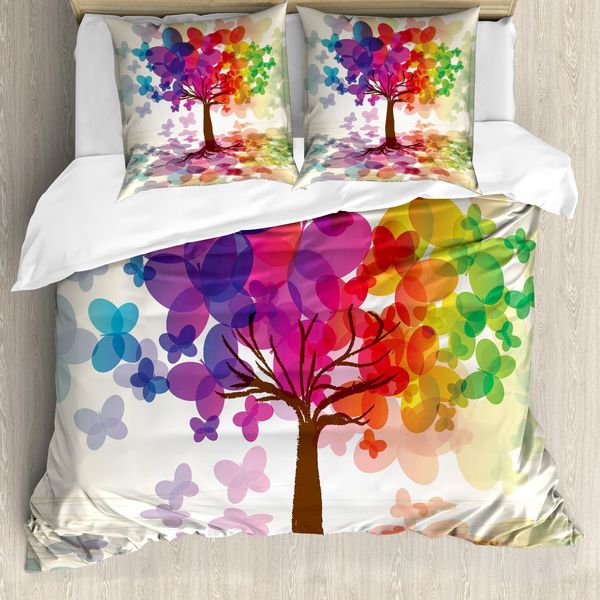 Abakuhaus Copripiumino Astratto, Albero Primaverile Colorato, Antiacaro, Adatto A Chi Soffre Di Allergie, Con Federe, 200 Cm X 200 Cm - 80 X 80 Cm, Multicolore-image
