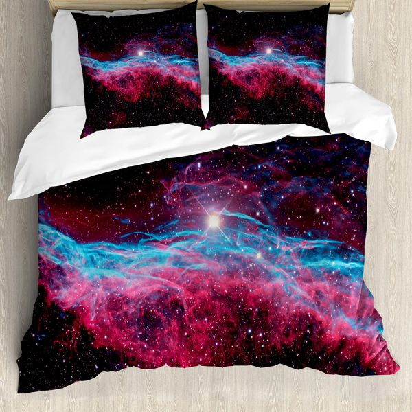 Abakuhaus Set Copripiumino Per Letti Matrimoniali, Pianeti Stelle Galassia, Antiacaro, Adatto A Chi Soffre Di Allergie, Con Federe, Multicolore-image