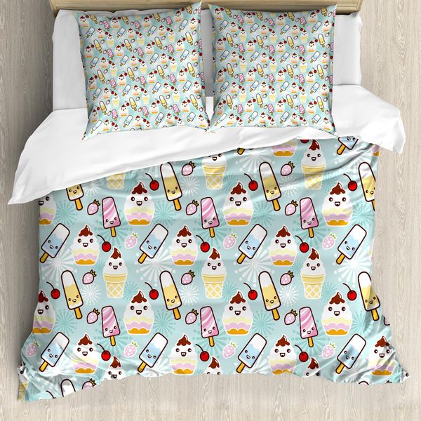 Abakuhaus Eis Copripiumino, Faccine Cupcake, Antiacaro, Adatto A Chi Soffre Di Allergie, Con Federe, 200 Cm X 200 Cm - 80 X 80 Cm, Multicolore-image