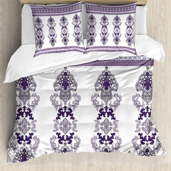 Abakuhaus Copripiumino In Damasco, Motivi Mediorientali, Antiacaro, Adatto A Chi Soffre Di Allergie, Con Federe, 200 Cm X 200 Cm - 80 X 80 Cm, Viola Lavanda-image