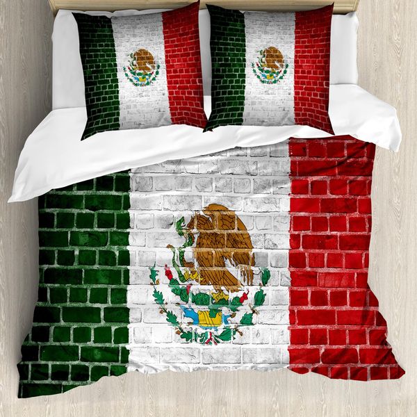 Abakuhaus Copripiumino Mexica, Bandiera Latina Country, Antiacaro, Adatto A Chi Soffre Di Allergie, Con Federe, 155 Cm X 220 Cm - 80 X 80 Cm, Multicolore-image