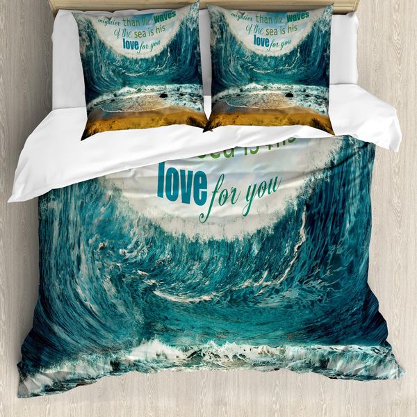 Abakuhaus Copripiumino Con Proverbio, Tema San Valentino, Antiacaro, Adatto A Chi Soffre Di Allergie, Con Federe, 200 Cm X 200 Cm - 80 X 80 Cm, Multicolore-image