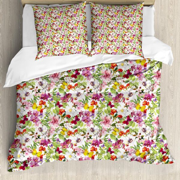 Abakuhaus Copripiumino Con Motivi Floreali, Fiori Vintage Francesi, Antiacaro, Adatto A Chi Soffre Di Allergie, Con Federe, 200 Cm X 200 Cm - 80 X 80 Cm, Verde Reseda Caffè Chiaro-image