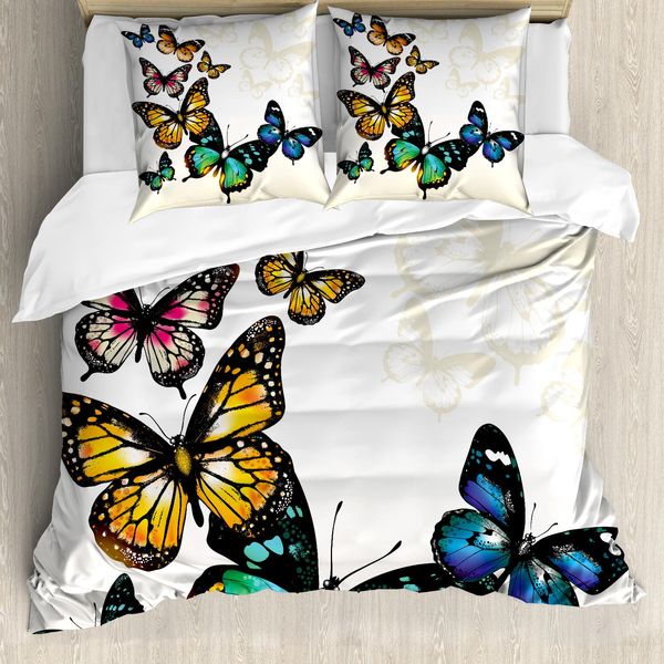 Abakuhaus Copripiumino Butterfly, Monarch Shades Ombre, Antiacaro, Adatto A Chi Soffre Di Allergie, Con Federe, 155 Cm X 220 Cm - 80 X 80 Cm, Multicolore-image