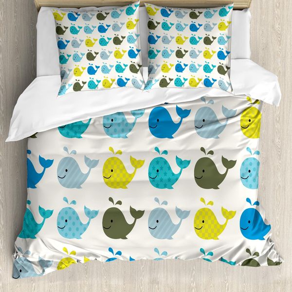Abakuhaus Copripiumino Wal, Motivo Childish Big Fish, Antiacaro, Adatto A Chi Soffre Di Allergie, Con Federe, 155 Cm X 220 Cm - 80 X 80 Cm, Multicolore-image