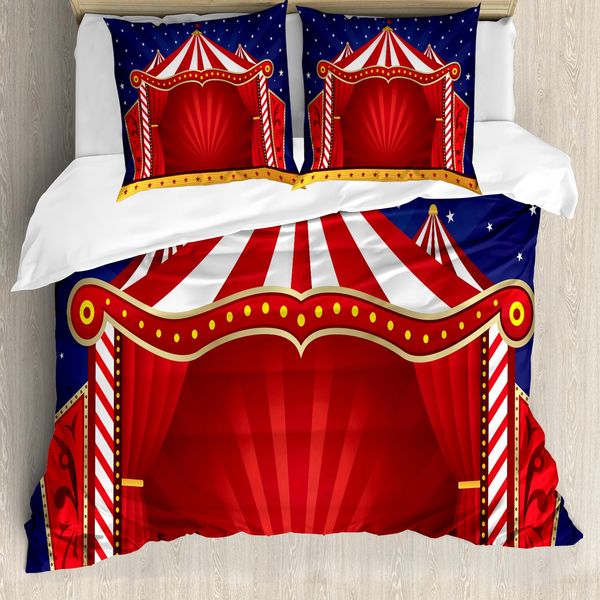 Abakuhaus Copripiumino Zirkus, Tenda Da Circo In Tela, Antiacaro, Adatto A Chi Soffre Di Allergie, Con Federe, 200 Cm X 200 Cm - 80 X 80 Cm, Blu Vermiglio-image