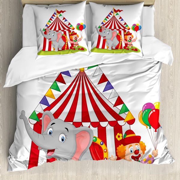 Abakuhaus Copripiumino Zirkus, Tenda Da Circo Con Elefanti, Antiacaro, Adatto A Chi Soffre Di Allergie, Con Federe, 155 Cm X 220 Cm - 80 X 80 Cm, Multicolore-image