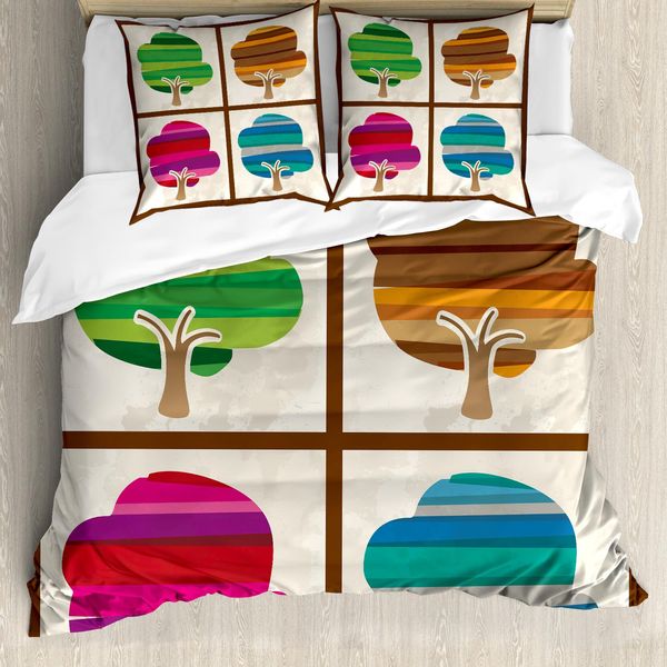 Abakuhaus Copripiumino Moderno, Silhouette A Strisce, Antiacaro, Adatto A Chi Soffre Di Allergie, Con Federe, 200 Cm X 200 Cm - 80 X 80 Cm, Multicolore-image
