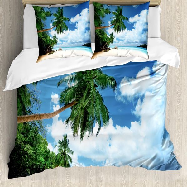Abakuhaus Copripiumino Ocean, Mahé Alle Seychelles, Antiacaro, Adatto A Chi Soffre Di Allergie, Con Federe, 155 Cm X 220 Cm - 80 X 80 Cm, Verde Blu Acquamarina-image
