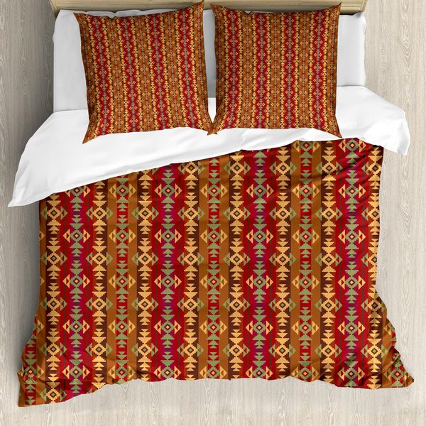Abakuhaus Copripiumino Colorato, Strisce Geometriche, Antiacaro, Adatto A Chi Soffre Di Allergie, Con Federe, 200 Cm X 200 Cm - 80 X 80 Cm, Multicolore-image
