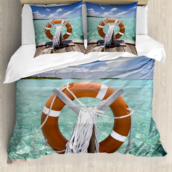 Abakuhaus Boje Copripiumino, Estate Mare Esotico, Antiacaro Adatto A Chi Soffre Di Allergie Con Federe, 155 Cm X 220 Cm - 80 X 80 Cm, Multicolore-image