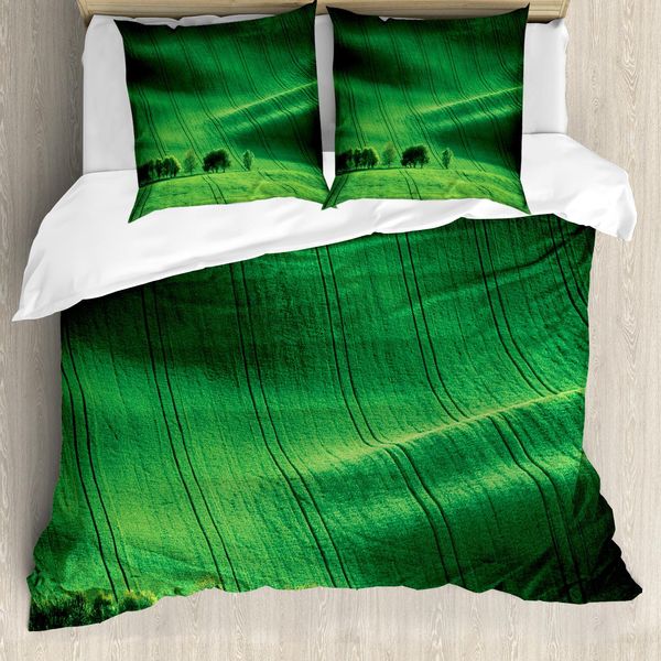 Abakuhaus Europa Copripiumino, Prati Campi Colline, Antiacaro, Adatto A Chi Soffre Di Allergie, Con Federe, 155 Cm X 220 Cm - 80 X 80 Cm, Smeraldo-image