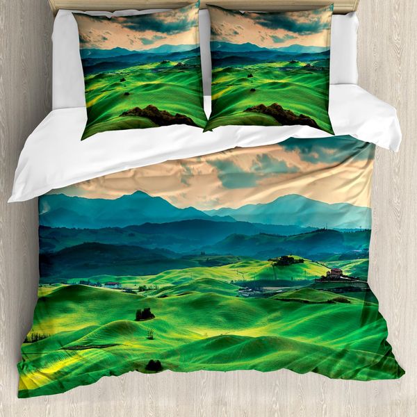 Abakuhaus Toscana Copripiumino, Toscana Rolling Hills, Antiacaro, Adatto A Chi Soffre Di Allergie, Con Federe, 200 Cm X 200 Cm - 80 X 80 Cm, Verde Acqua-image