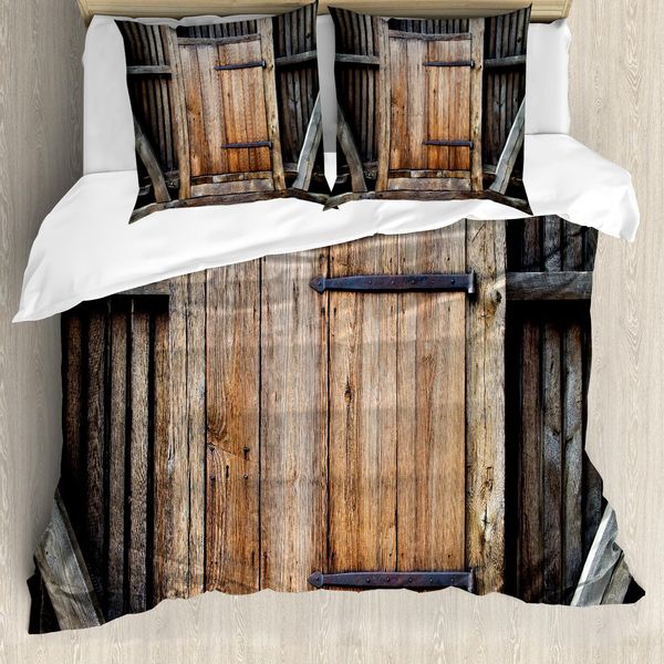 Abakuhaus Copripiumino Antico, Porta Rustica In Legno, Antiacaro, Adatto A Chi Soffre Di Allergie, Con Federe, 200 Cm X 200 Cm - 80 X 80 Cm, Marrone Arancione-image