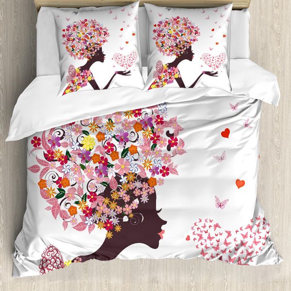 Abakuhaus Copripiumino Farfalle, Farfalle Fiori, Antiacaro Adatto A Chi Soffre Di Allergie Con Federe, 200 Cm X 200 Cm - 80 X 80 Cm, Multicolore-image