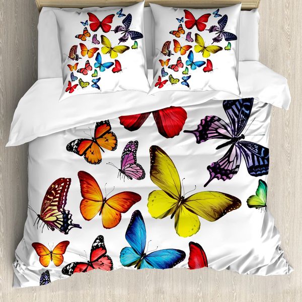Abakuhaus Copripiumino Farfalle, Joy Fiori Selvatici Escursionismo, Antiacaro Adatto A Chi Soffre Di Allergie Con Federe, 200 Cm X 200 Cm - 80 X 80 Cm, Multicolore-image