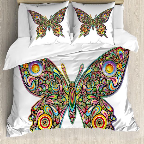 Abakuhaus Copripiumino Farfalle, Farfalla, Antiacaro, Adatto A Chi Soffre Di Allergie, Con Federe, 155 Cm X 220 Cm - 80 X 80 Cm, Multicolore-image