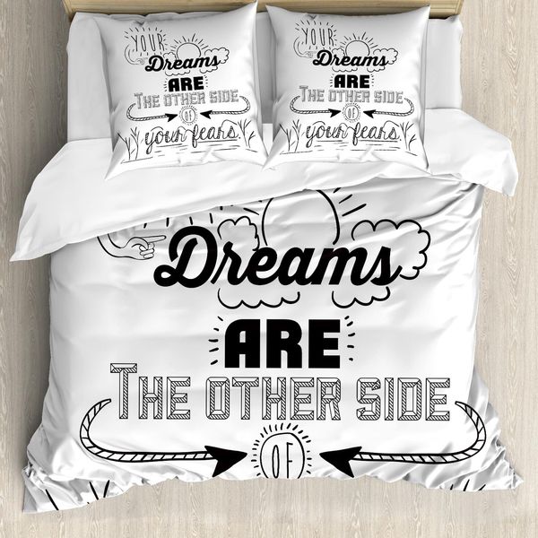 Abakuhaus Copripiumino Con Proverbio, Slogan Ottimista "Vincitore"", Antiacaro, Adatto A Chi Soffre Di Allergie, Con Federe, 155 Cm X 220 Cm - 80 X 80 Cm, Bianco E Nero"-image