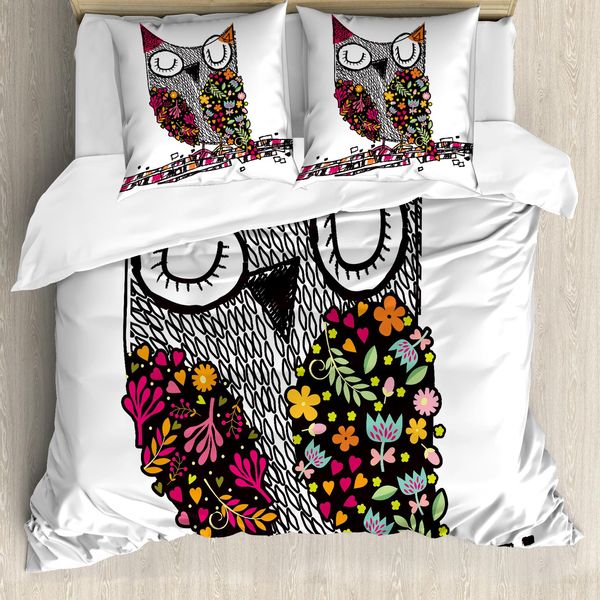 Abakuhaus Copripiumino Eulen, Fiori Geometrici, Antiacaro, Adatto A Chi Soffre Di Allergie, Con Federe, 155 Cm X 220 Cm - 80 X 80 Cm, Multicolore-image
