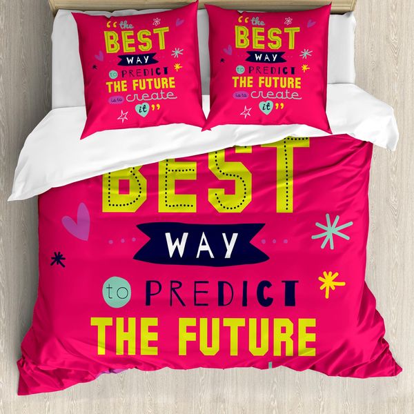 Abakuhaus Citazioni Set Copripiumino Per Letti Matrimoniali, Tipografia Motivazionale, Antiacaro, Adatto A Chi Soffre Di Allergie, Con Federe, Multicolore-image