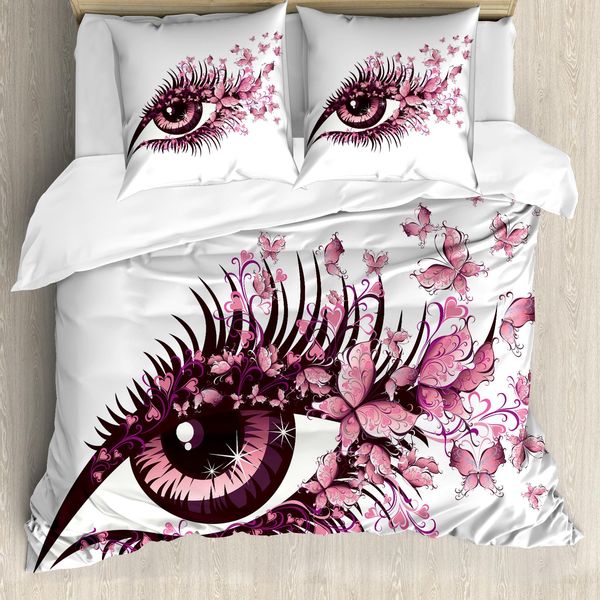 Abakuhaus Copripiumino Farfalle, Fairy Donna Ciglia, Antiacaro Adatto A Chi Soffre Di Allergie Con Federe, 155 Cm X 220 Cm - 80 X 80 Cm, Rosa Pallido Lilla-image