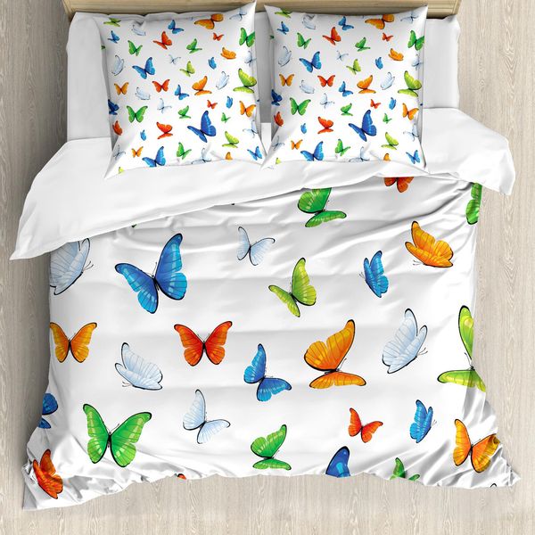 Abakuhaus Copripiumino Farfalle, Farfalle Animali, Antiacaro Adatto A Chi Soffre Di Allergie Con Federe, 200 Cm X 200 Cm - 80 X 80 Cm, Multicolore-image