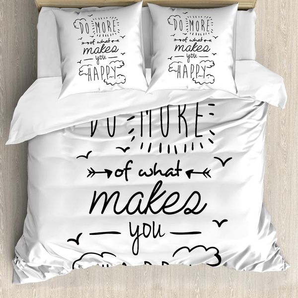 Abakuhaus Copripiumino Con Proverbio, Frase Positiva, Antiacaro, Adatto A Chi Soffre Di Allergie, Con Federe, 200 Cm X 200 Cm - 80 X 80 Cm, Bianco E Nero-image
