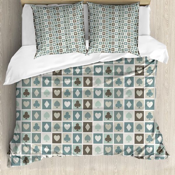 Abakuhaus Copripiumino Kasino, Cuori E Quadri, Antiacaro, Adatto A Chi Soffre Di Allergie, Con Federe, 155 Cm X 220 Cm - 80 X 80 Cm, Multicolore-image