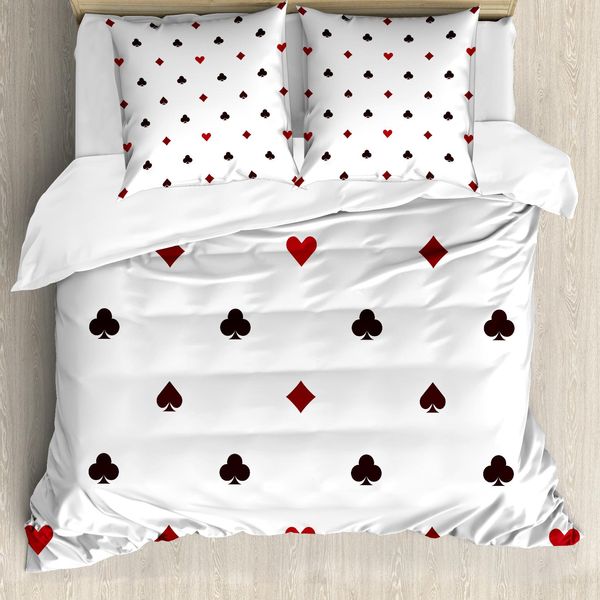 Abakuhaus Copripiumino Kasino, GlüCksspiel-Club Minimalist, Antiacaro, Adatto A Chi Soffre Di Allergie, Con Federe, 200 Cm X 200 Cm - 80 X 80 Cm, Rosso Rubino Marrone-image