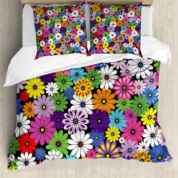 Abakuhaus Copripiumino Blume, Floral Vivid Margherite, Antiacaro, Adatto A Chi Soffre Di Allergie, Con Federe, 200 Cm X 200 Cm - 80 X 80 Cm, Multicolore-image