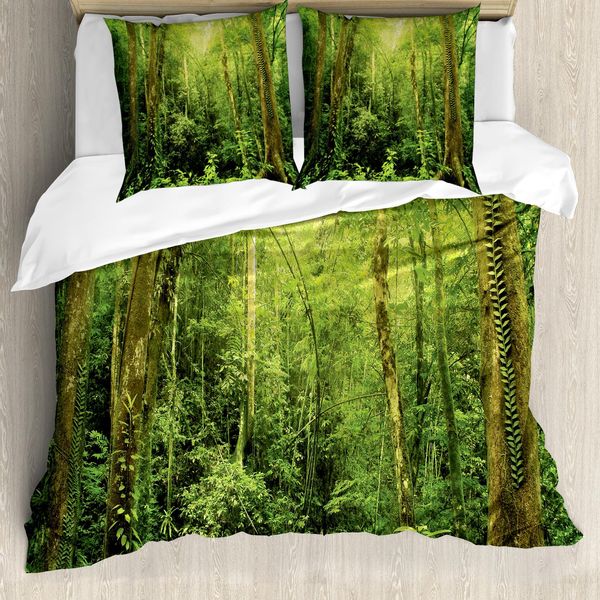 Abakuhaus Copripiumino Rainforest, Paesaggio Della Foresta Pluviale, Antiacaro, Adatto A Chi Soffre Di Allergie, Con Federe, 155 Cm X 220 Cm - 80 X 80 Cm, Verde-image