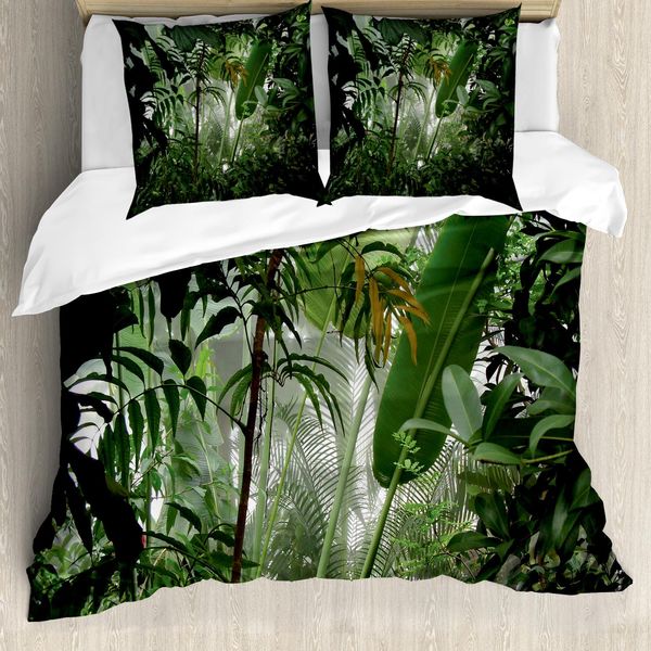 Abakuhaus Copripiumino Rainforest, Foresta Pluviale Tropicale, Antiacaro, Adatto A Chi Soffre Di Allergie, Con Federe, 200 Cm X 200 Cm - 80 X 80 Cm, Verde-image