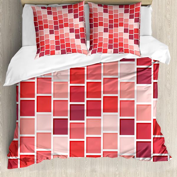 Abakuhaus Copripiumino Geometrico, Tile Quadrato Rettangolare, Antiacaro Adatto A Chi Soffre Di Allergie Con Federe, 155 Cm X 220 Cm - 80 X 80 Cm, Coral Rose Rosa Essiccata-image