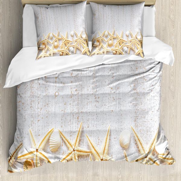 Abakuhaus Copripiumino Con Conchiglie, Conchiglie Su Legno, Antiacaro, Adatto A Chi Soffre Di Allergie, Con Federe, 155 Cm X 220 Cm - 80 X 80 Cm, Perla Avorio-image