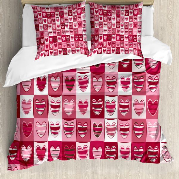 Abakuhaus Rosa, Bianco, Set Copripiumino Per Letti Matrimoniali, Geometrico Vintage, Antiacaro, Adatto A Chi Soffre Di Allergie, Con Federe, Rosa Rubino Bianco-image