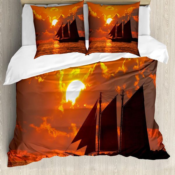 Abakuhaus Copripiumino A Vela, Tramonto A Key Florida, Antiacaro, Adatto A Chi Soffre Di Allergie, Con Federe, 200 Cm X 200 Cm - 80 X 80 Cm, Arancione Scuro Arancione-image