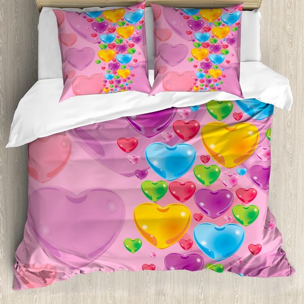 Abakuhaus Copripiumino Princess, Cuori Romantici, Antiacaro, Adatto A Chi Soffre Di Allergie, Con Federe, 200 Cm X 200 Cm - 80 X 80 Cm, Multicolore-image
