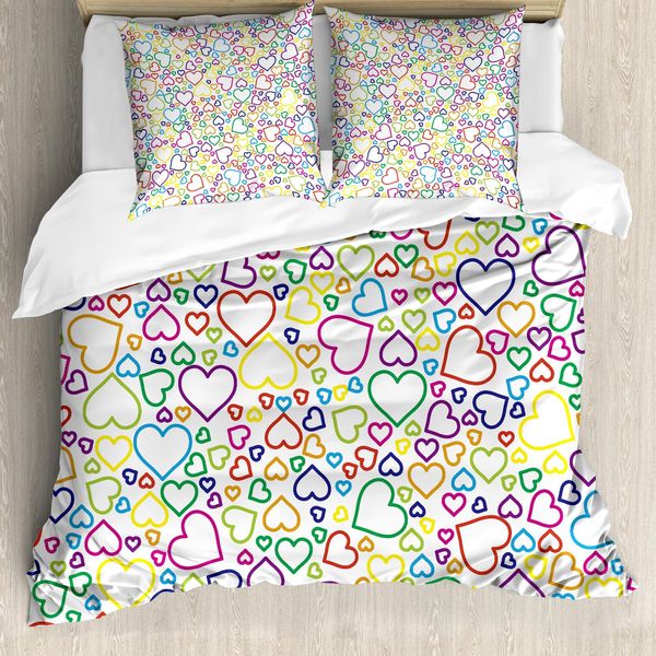Abakuhaus Copripiumino, Pop Art Curls Affection, Antiacaro, Adatto A Chi Soffre Di Allergie, Con Federe, 155 Cm X 220 Cm - 80 X 80 Cm, Multicolore-image